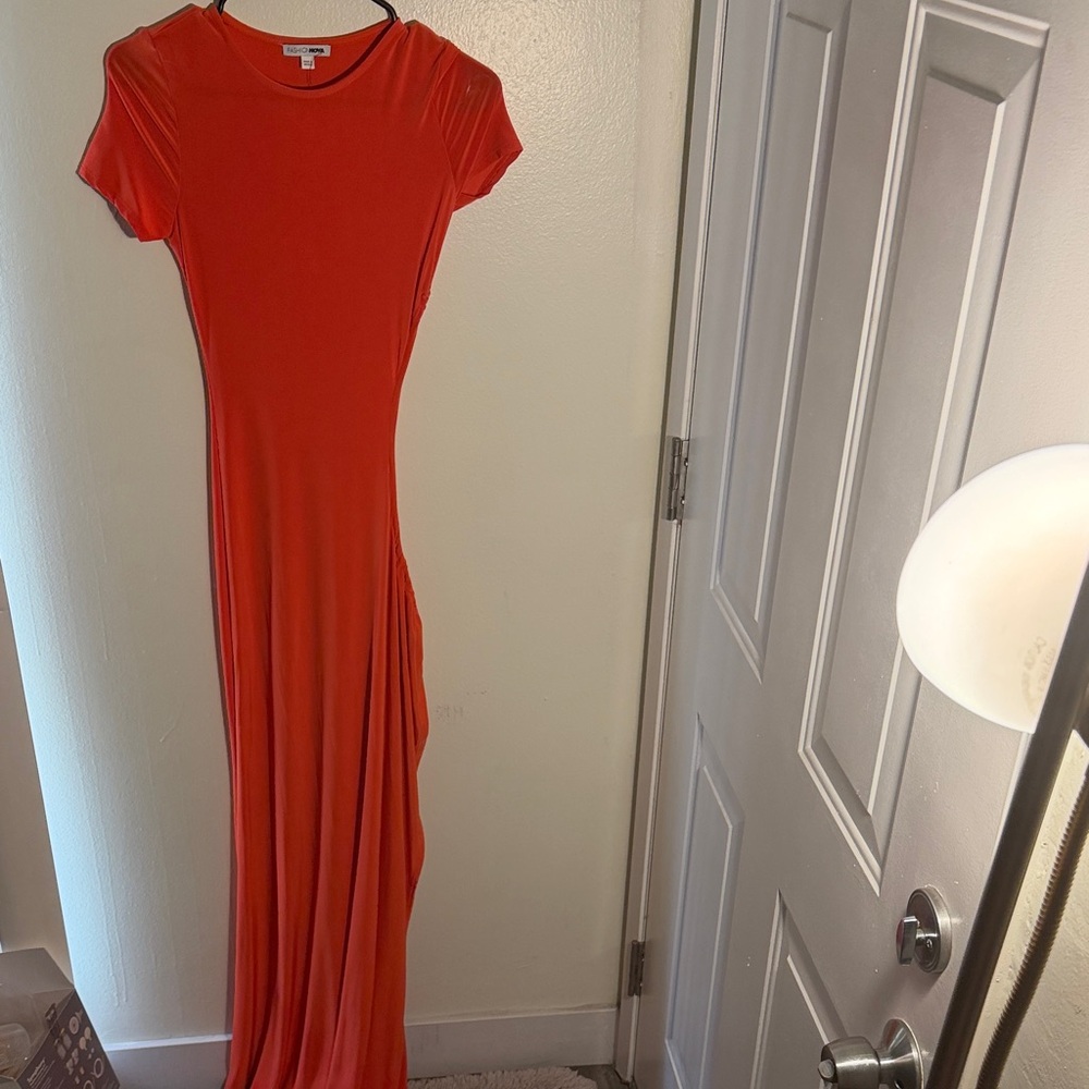 Fashion Nova Vibrant Orange Maxi Dress